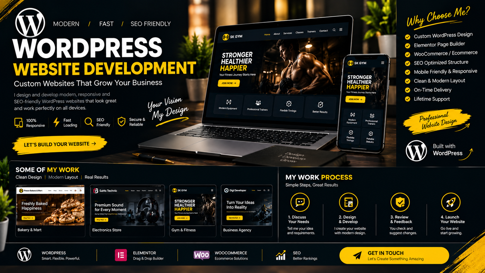 I will design a professional WordPress website using Elementor